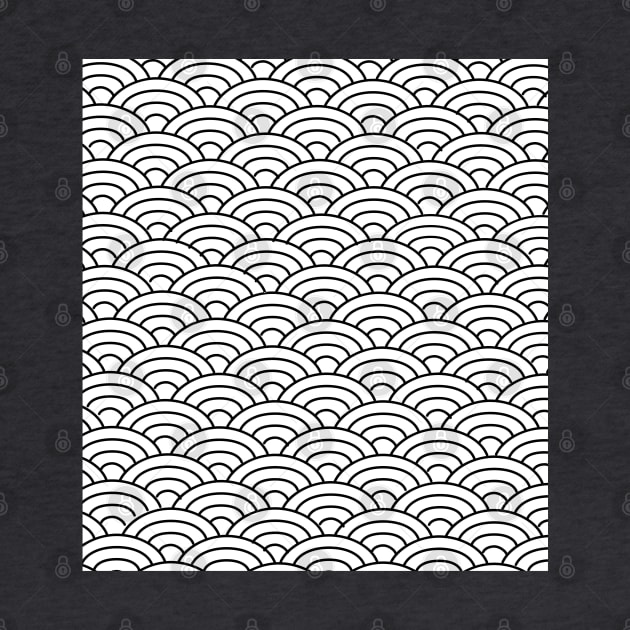 Seigaiha Pattern Black and White by edmproject